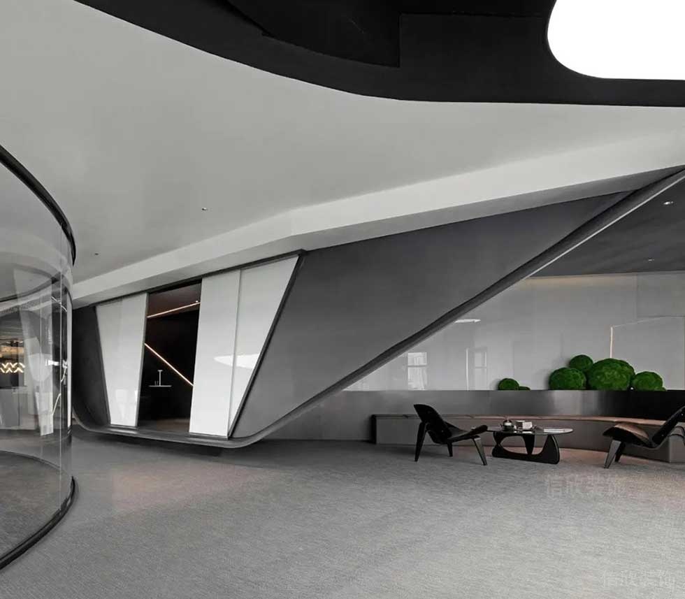 現(xiàn)代風(fēng)格企業(yè)公司過道特色懸空休閑洽談室效果圖