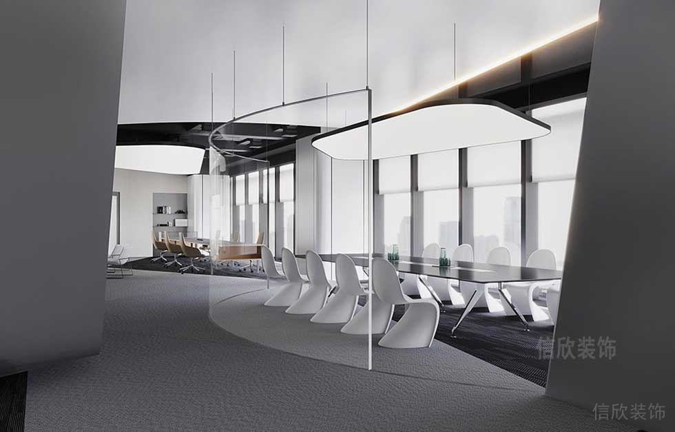 現(xiàn)代風(fēng)格商業(yè)機構(gòu)辦公空間玻璃房會議室效果圖