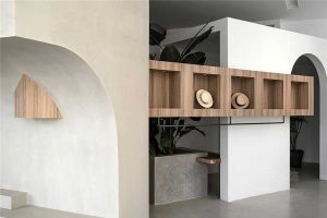 現(xiàn)代簡約風(fēng)格辦公室前廳藝術(shù)吊柜效果圖