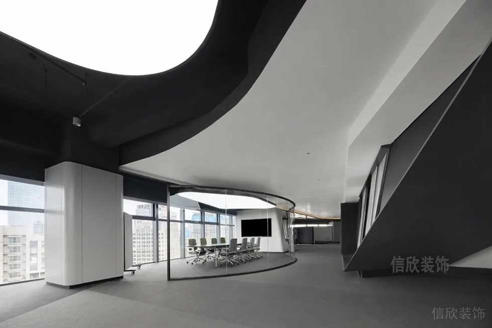 現(xiàn)代簡約風(fēng)格商務(wù)公司會議室過道空間效果圖