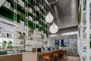 現(xiàn)代簡(jiǎn)約風(fēng)格寫字樓吧臺(tái)辦公區(qū)裝修圖