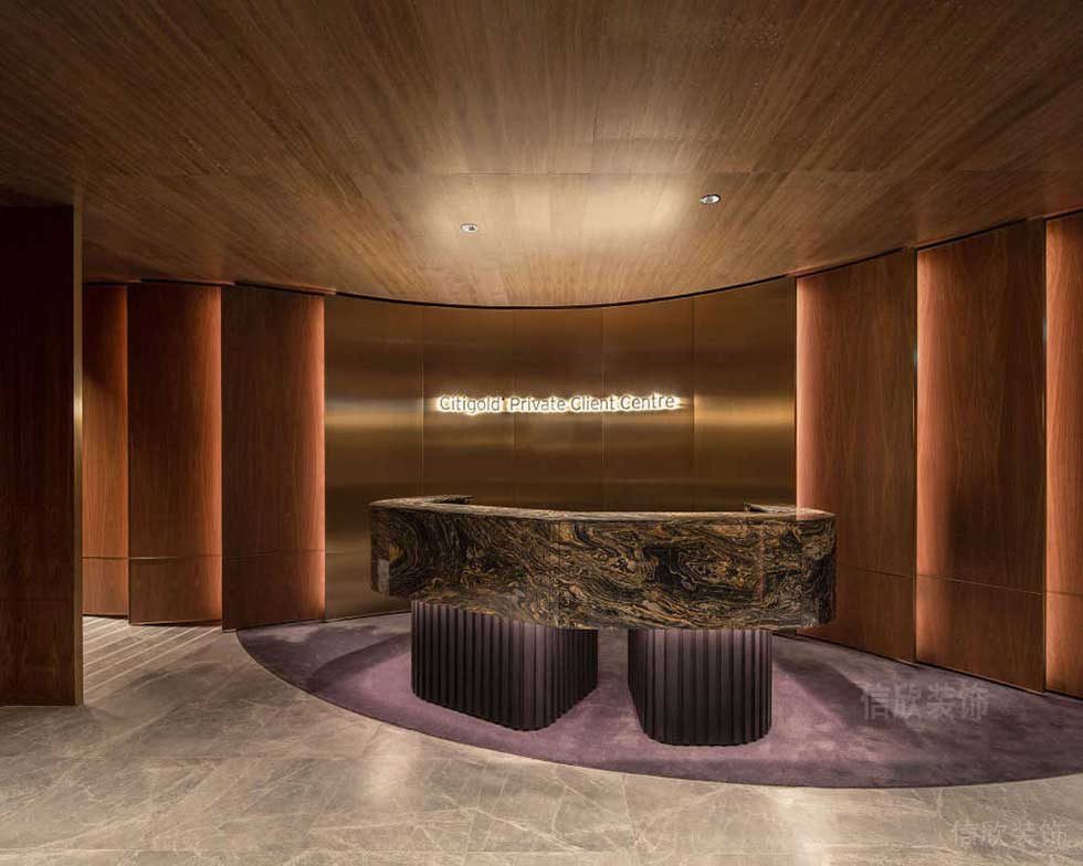 現(xiàn)代輕奢風格辦公室前廳服務臺效果圖