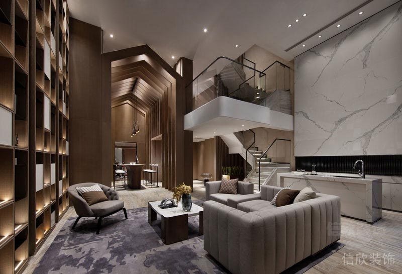 深圳龍華家庭新房全包裝修方案負(fù)一層休閑區(qū)