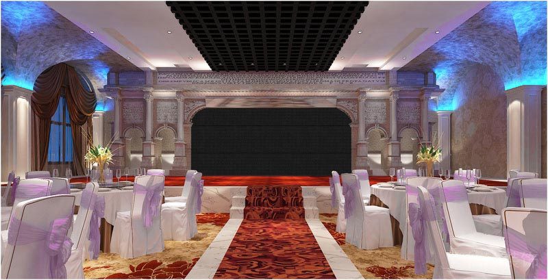 深圳寶安中式風(fēng)格餐飲店裝修圖婚宴廳舞臺(tái)效果圖