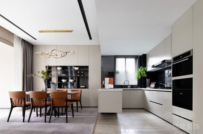 深圳龍華家庭新房全包裝修方案一層開放式廚房、餐廳