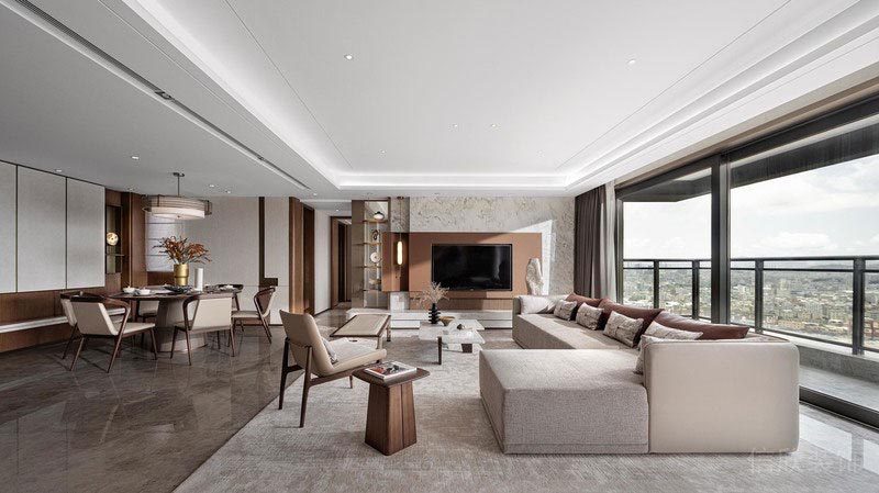 客餐廳裝修平面天花吊頂條形燈槽