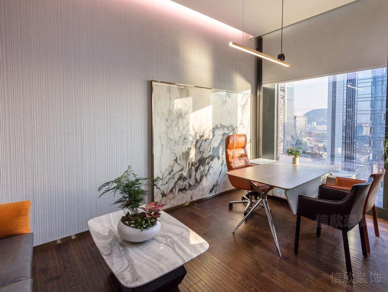 經(jīng)理辦公室裝修墻面條紋墻紙效果圖