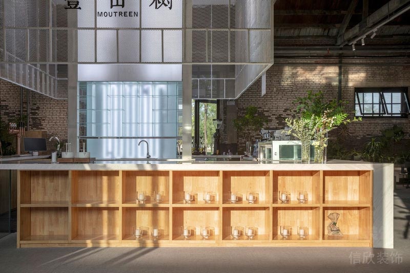 水吧臺木制柜體石材臺面矮柜