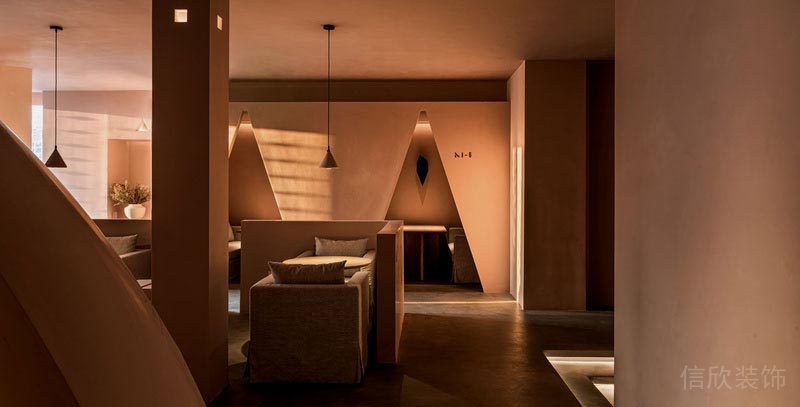 休閑區(qū)墻面米黃色調(diào)