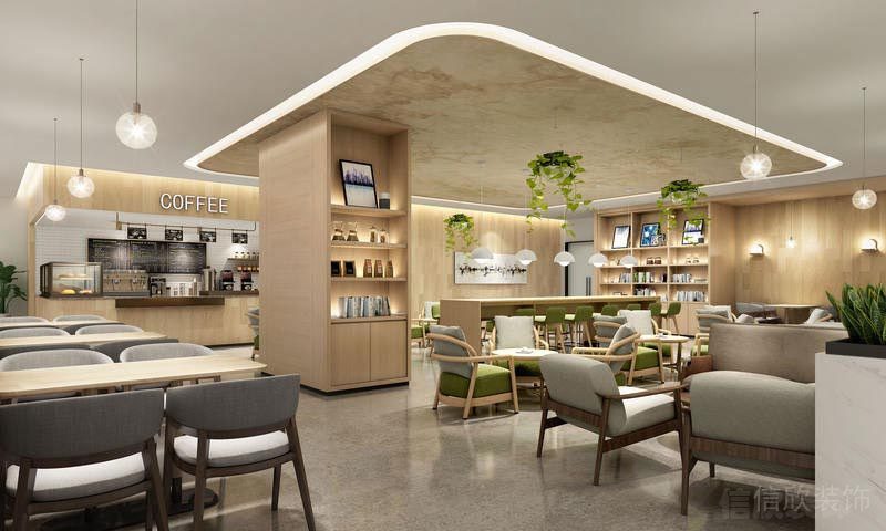 深圳寶安餐飲飯館食堂裝修設(shè)計(jì)圖咖啡休閑區(qū)