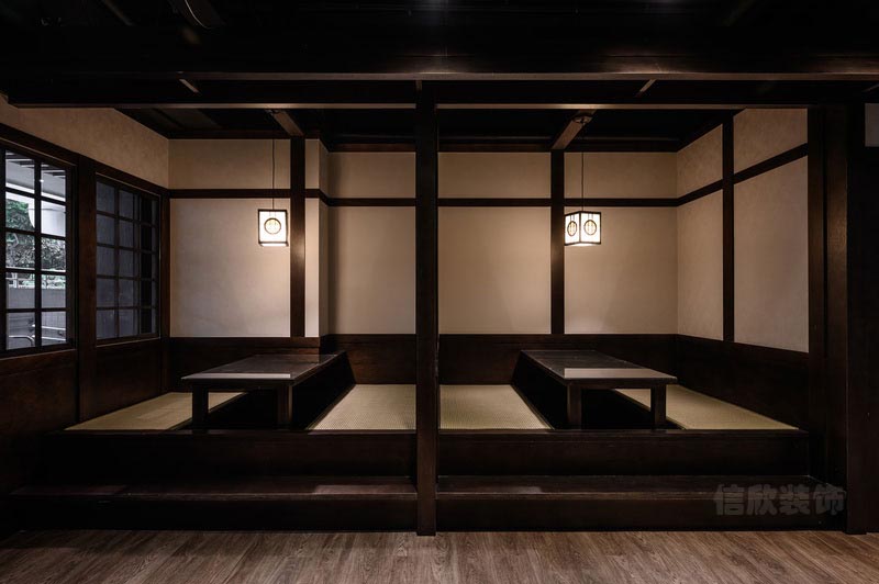 深圳南山日式風(fēng)格餐廳裝修卡座