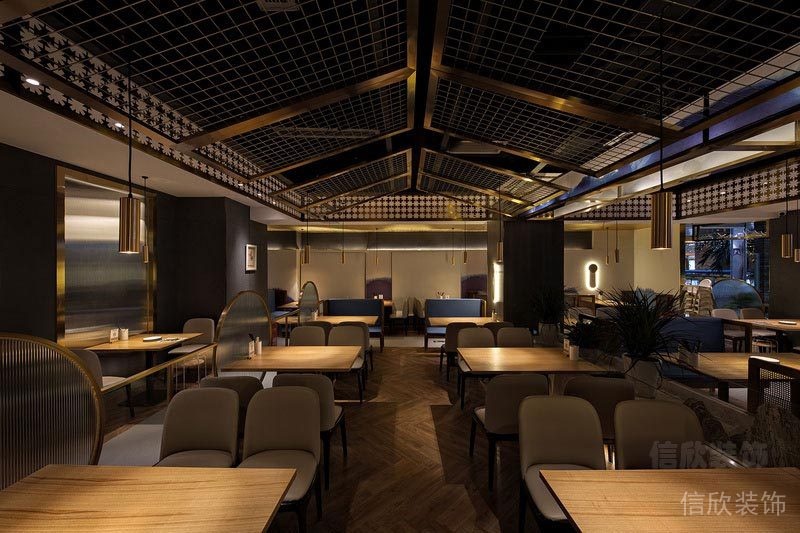 深圳南山餐飲店裝修圖用餐區(qū)吊頂