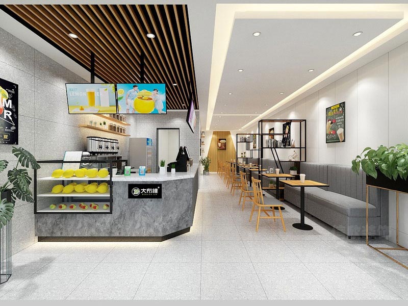 福田餐廳裝修奶茶店設(shè)計(jì)效果圖點(diǎn)餐區(qū)