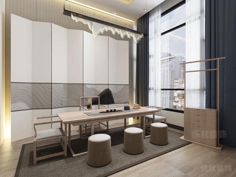 深圳福田新中式餐飲茶室裝修圖藝術(shù)吊燈