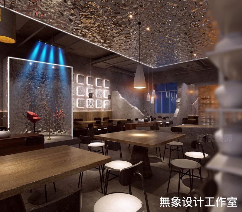 福田餐廳裝修燒烤店設(shè)計(jì)效果圖原木色餐桌