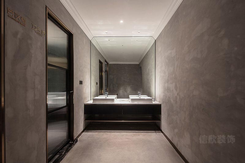 深圳南山現(xiàn)代工業(yè)風(fēng)設(shè)計(jì)公司辦公室裝修洗手臺(tái)