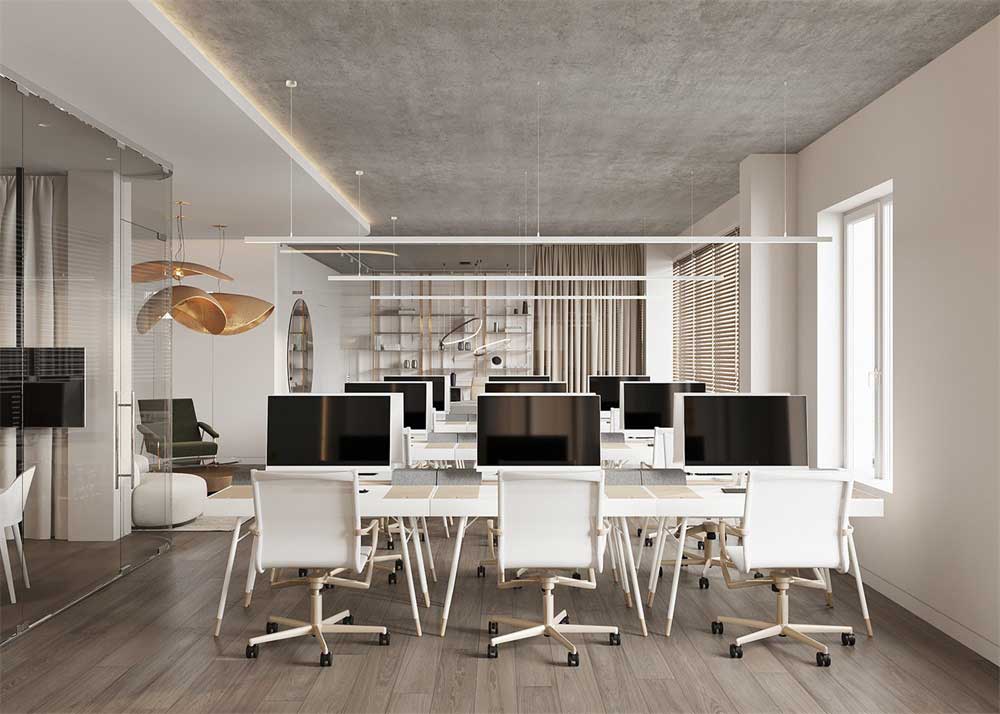 深圳羅湖500平方簡約風(fēng)格辦公室裝修辦公區(qū)