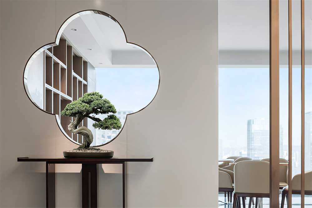 墻面花瓣凹洞端景臺(tái)植物盆景效果圖