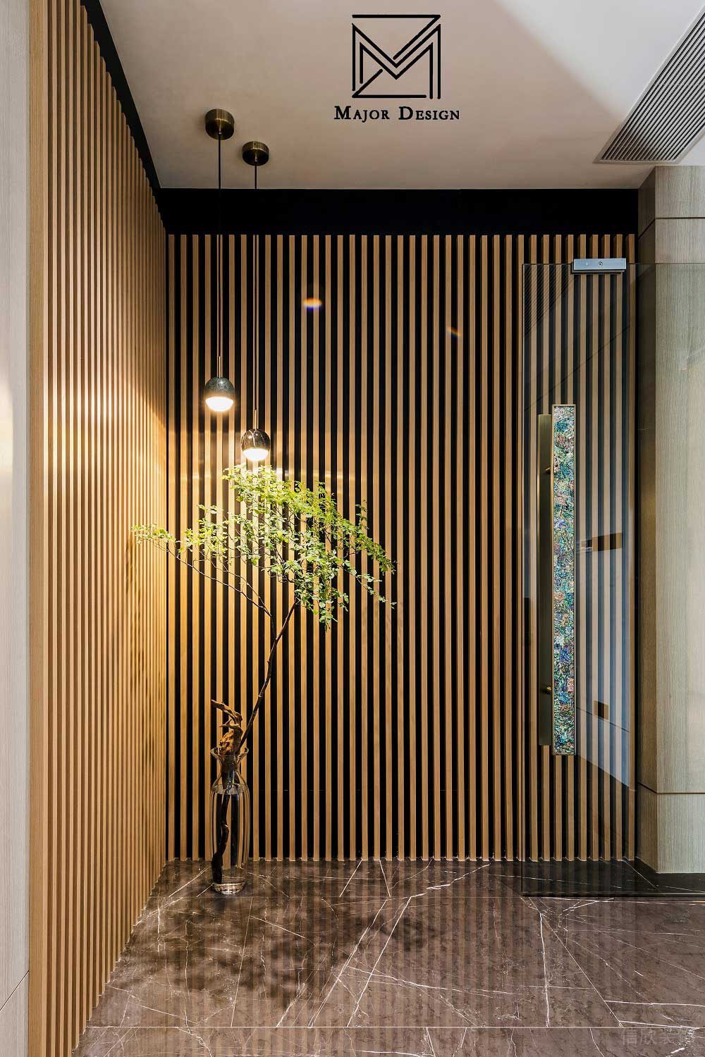 辦公室展示區(qū)木格柵背景設(shè)計(jì)圖