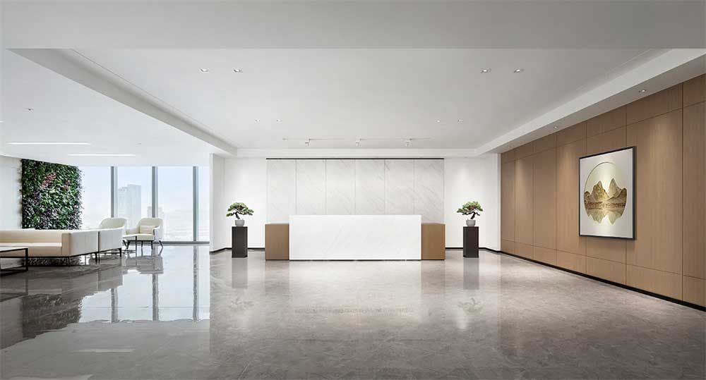 深圳市寶安1000平國(guó)中創(chuàng)投辦公室裝修前臺(tái)