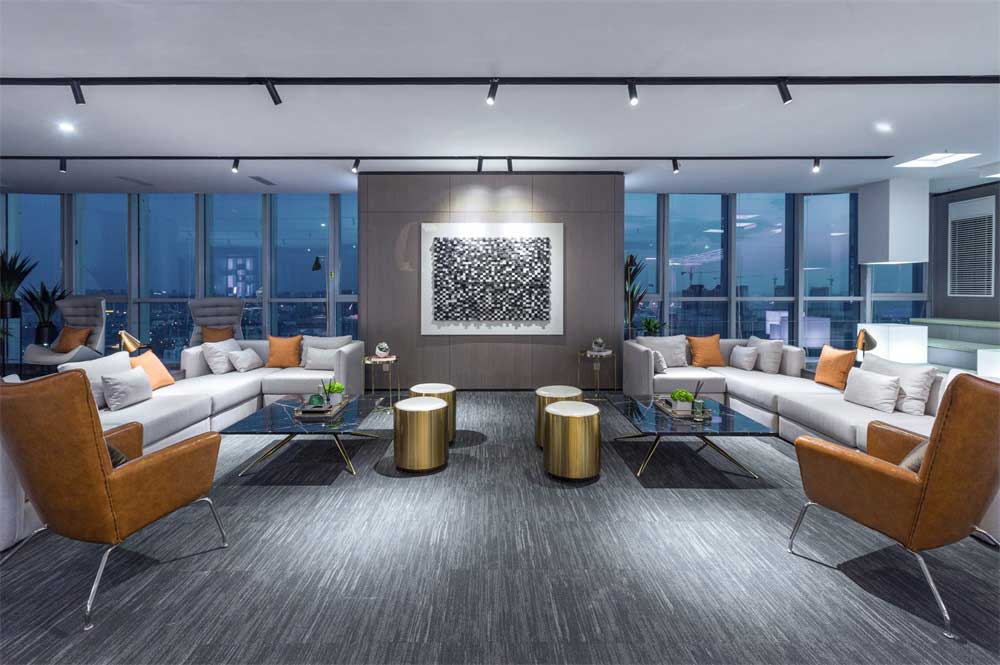 深圳市福田區(qū)車公廟現(xiàn)代輕奢辦公室設(shè)計裝修休息區(qū)