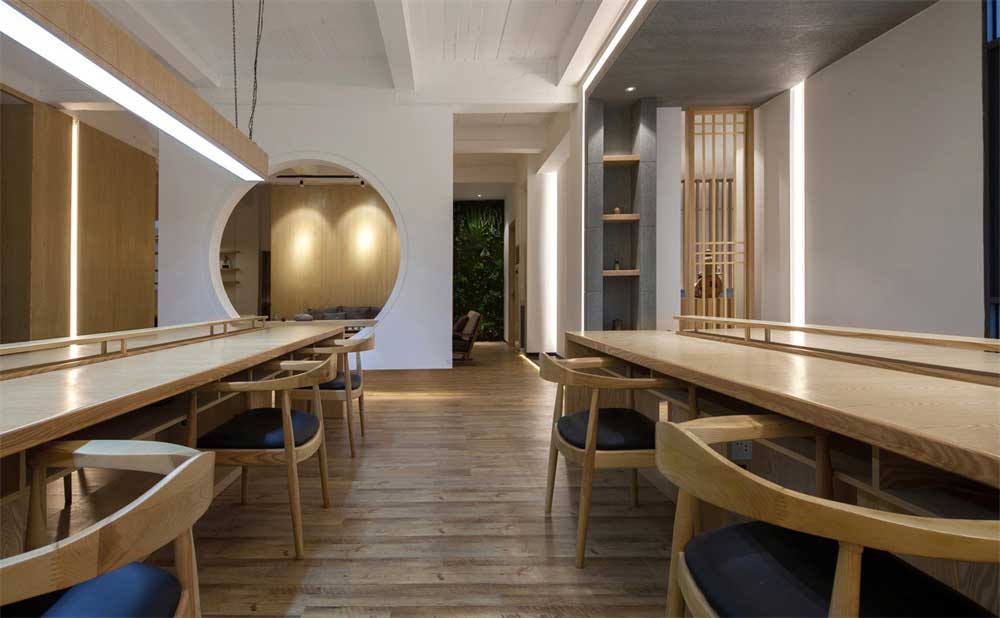 深圳羅湖鴻昌廣場(chǎng)新中式風(fēng)格辦公室裝修設(shè)計(jì)案例辦公區(qū)家具組合