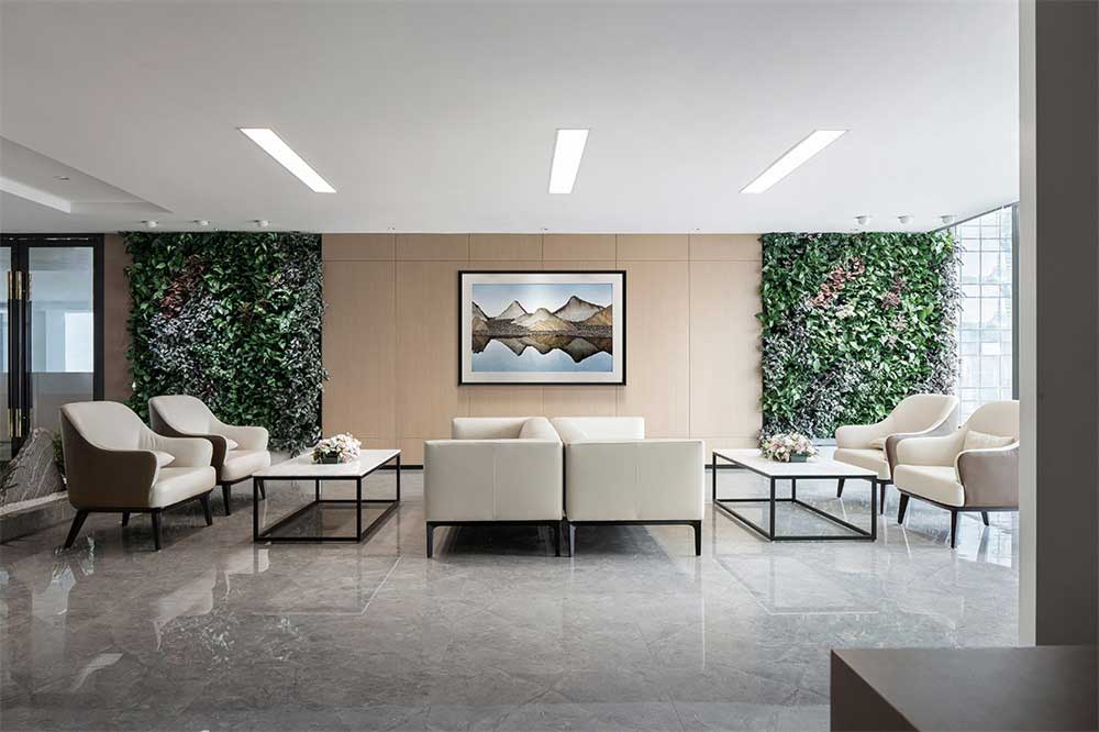 深圳市寶安1000平國(guó)中創(chuàng)投辦公室裝修接待區(qū)