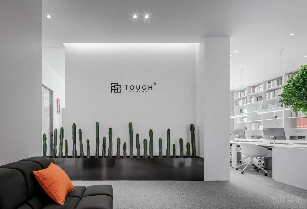 極簡風大廳工作室休息區(qū)皮革沙發(fā)