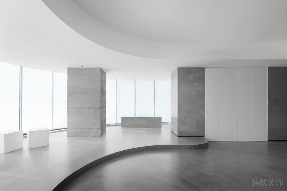 辦公室地臺(tái)裝修灰色調(diào)接待區(qū)效果圖設(shè)計(jì)裝修圖