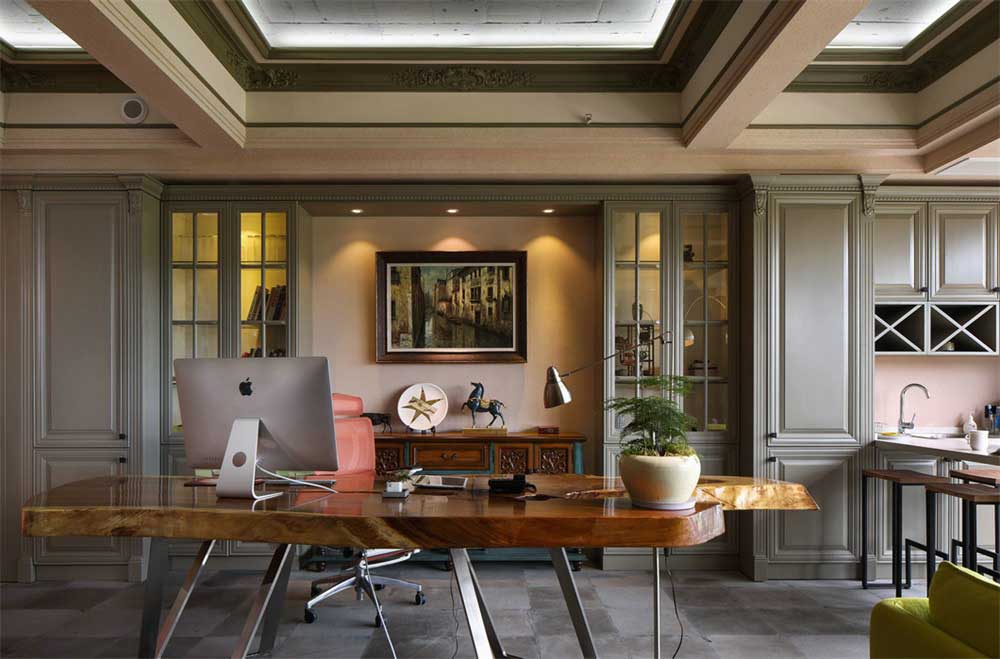 深圳南山香江金融中心工業(yè)風(fēng)辦公室裝修設(shè)計(jì)案例董事長辦公室裝飾儲(chǔ)物柜