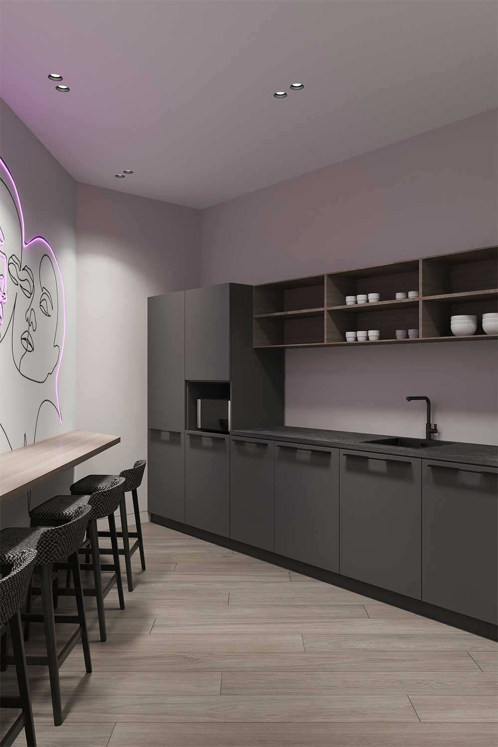 深圳羅湖500平方簡約風(fēng)格辦公室裝修茶水柜