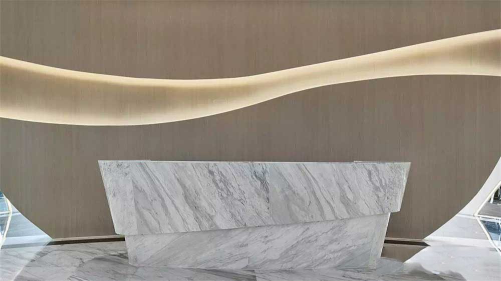 深圳市南山1200平輕奢風(fēng)金融公司辦公室裝修前臺 深圳市南山1200平輕奢風(fēng)金融公司辦公室裝修前臺