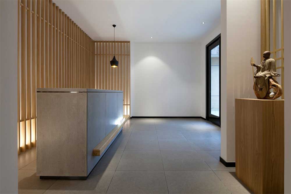 深圳羅湖鴻昌廣場(chǎng)新中式風(fēng)格辦公室裝修設(shè)計(jì)案例前廳色彩構(gòu)成