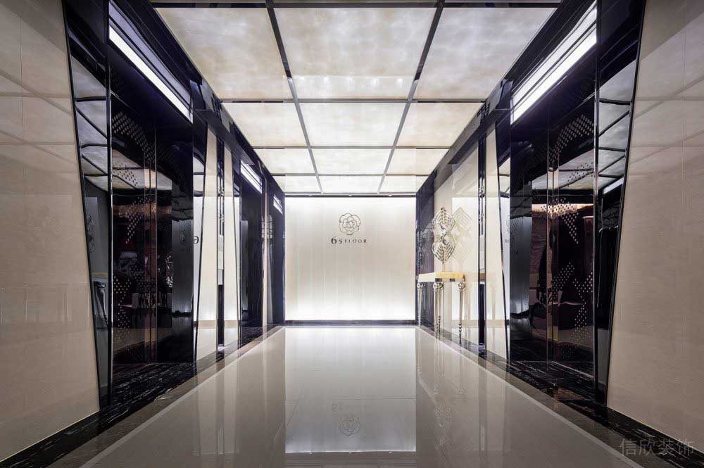 現(xiàn)代簡約辦公樓電梯等候區(qū)域大理石奢石瓷磚高級感通體設(shè)計