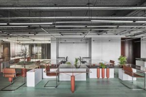 玻璃茶幾員工工作區(qū)裝修工業(yè)風(fēng)效果圖辦公室設(shè)計(jì)