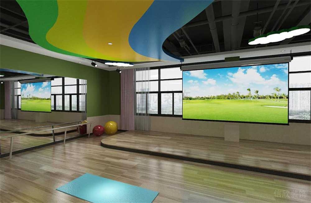 深圳福田區(qū)舞蹈中心裝修設(shè)計曲線天花