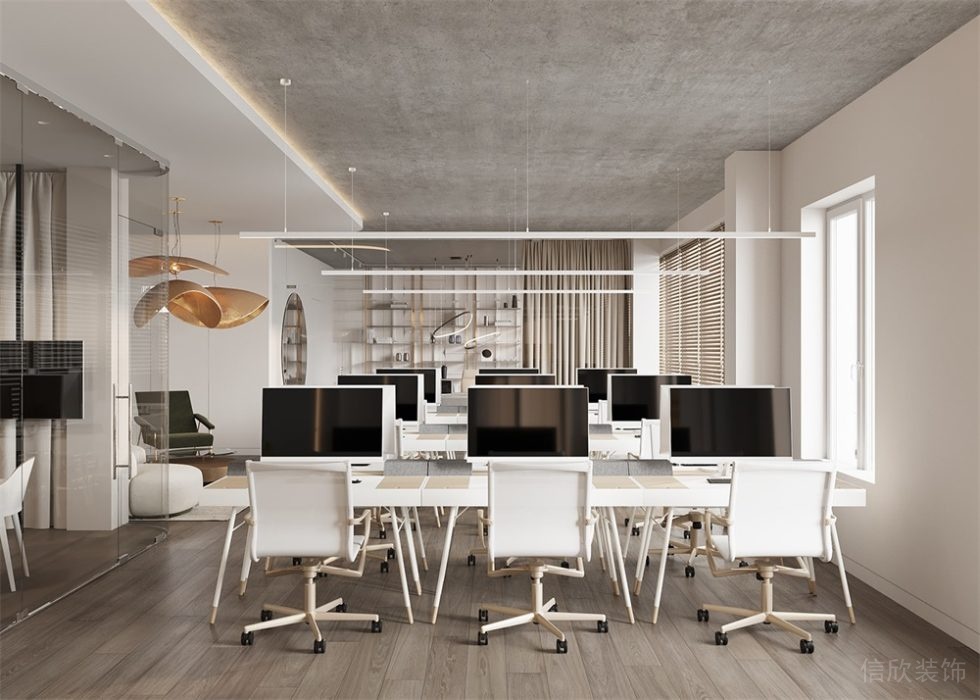 深圳羅湖500平方簡(jiǎn)約風(fēng)格辦公室裝修辦公區(qū)效果圖