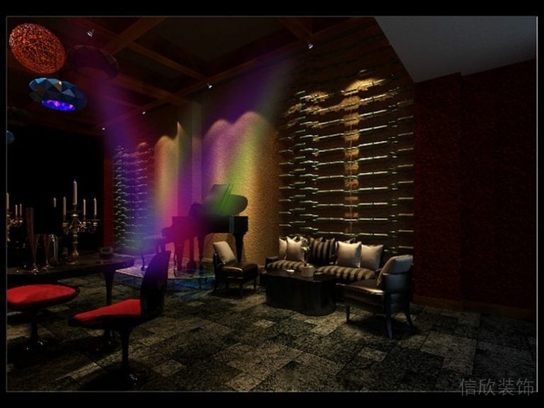 酒館裝修設(shè)計圖彩色射燈設(shè)計餐廳裝修效果圖酒吧店鋪設(shè)計圖