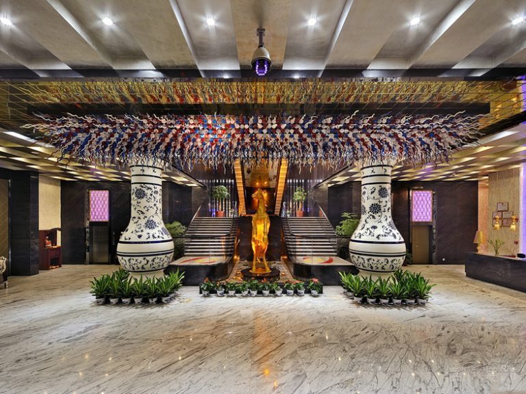 泰式古典風(fēng)裝修輕奢風(fēng)大堂大理石地板過道會所裝修