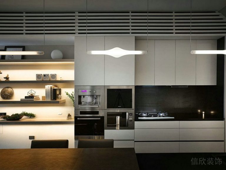 茶水間裝修內(nèi)嵌式金屬咖啡機辦公室過道效果圖