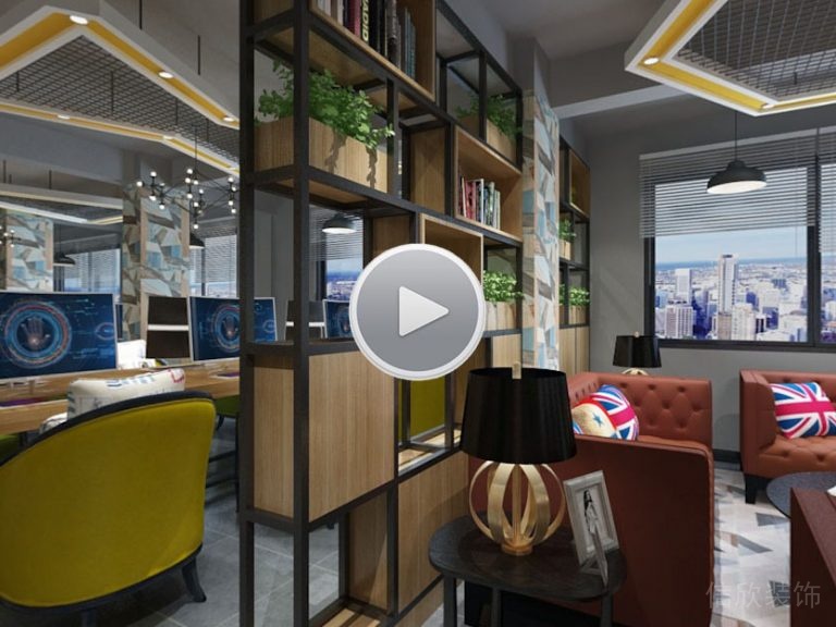 辦公區(qū)金屬柜子隔斷皮質(zhì)沙發(fā)線(xiàn)條天花吊頂裝修設(shè)計(jì)圖