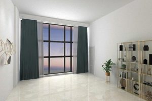 瓷磚地面金屬柜子布藝窗簾設(shè)計(jì)效果圖