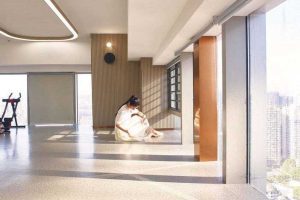 辦公室健身區(qū)水磨石地面