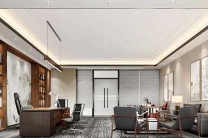 總經(jīng)理辦公室天花吊頂周邊黑色不銹鋼收邊