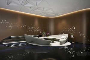 洽談區(qū)褐色鋁塑板墻面星光點(diǎn)透光效果圖