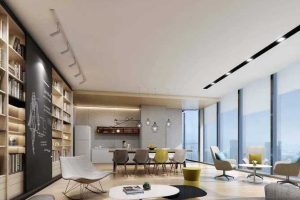 辦公室茶水區(qū)灰白色茶水柜效果圖