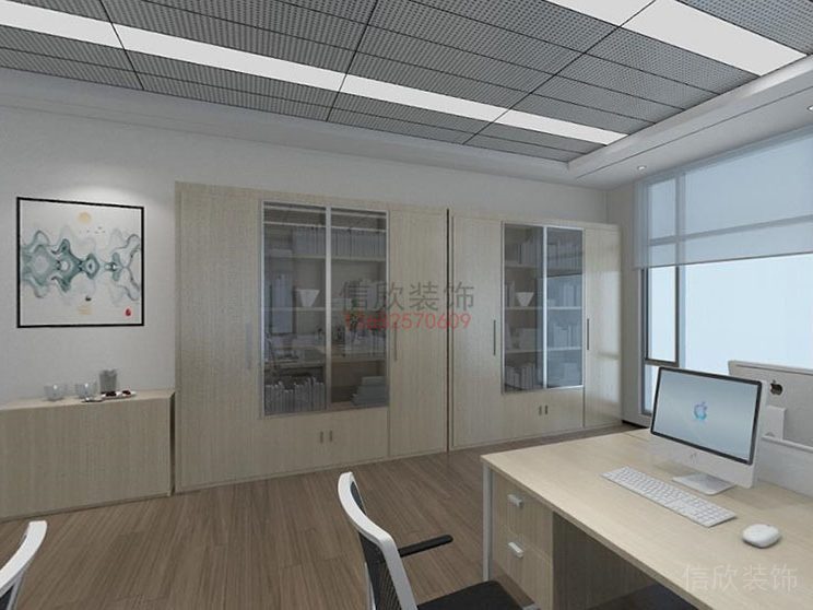 辦公室柜子木質(zhì)地板天花吊頂裝修設(shè)計圖