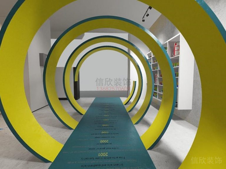 展示區(qū)圓形通道拱門(mén)展示柜效果圖設(shè)計(jì)