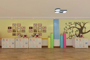 展示區(qū)木質地板造型背景墻效果圖設計