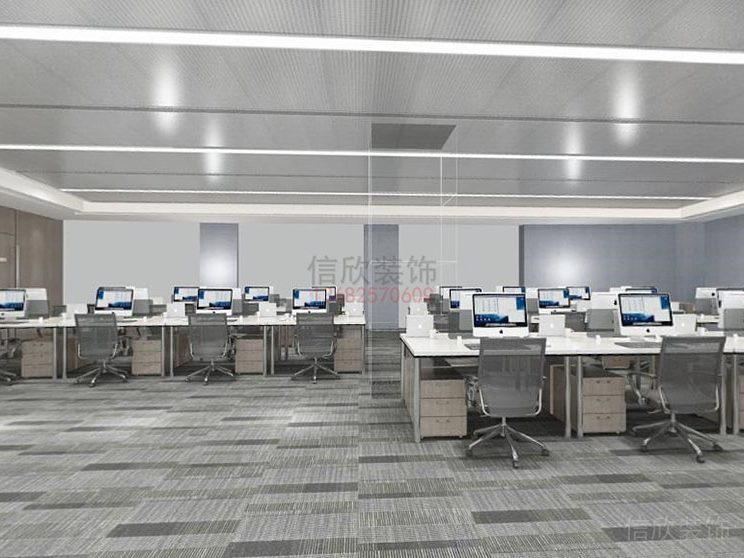 辦公區(qū)地毯通鋪天花吊頂裝修設(shè)計效果圖